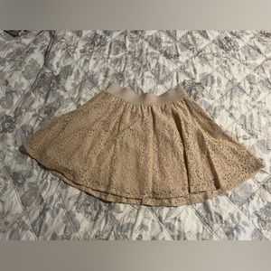 Arizona Jean Cream Summer Lace Overlay Skater Mini Skirt | Juniors Size Medium
